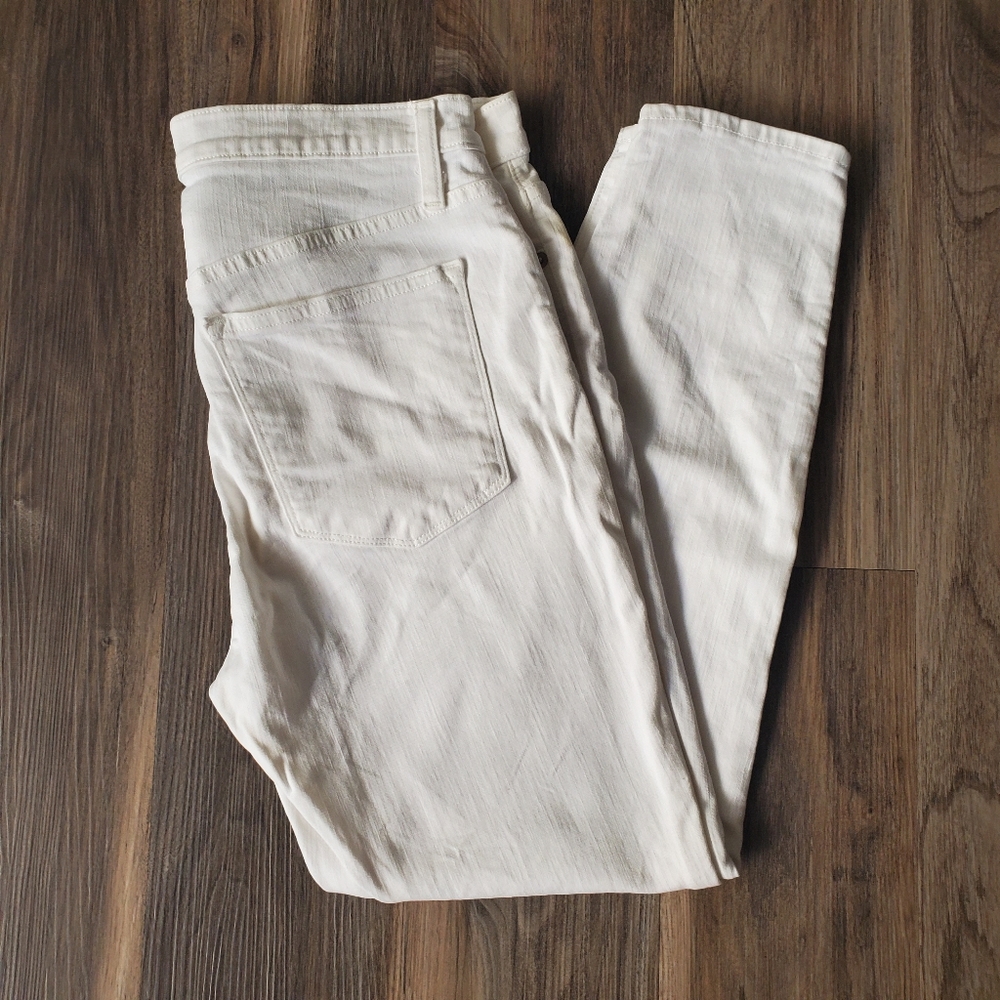 Jcrew 9" White Button Front High Rise Toothpick